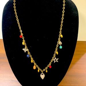 Chico’s chain link necklace with stones and heart pendant